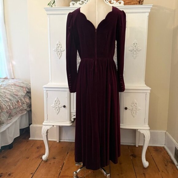 Vintage Laura Ashley Cranberry Velvet Dress - Picture 11 of 16